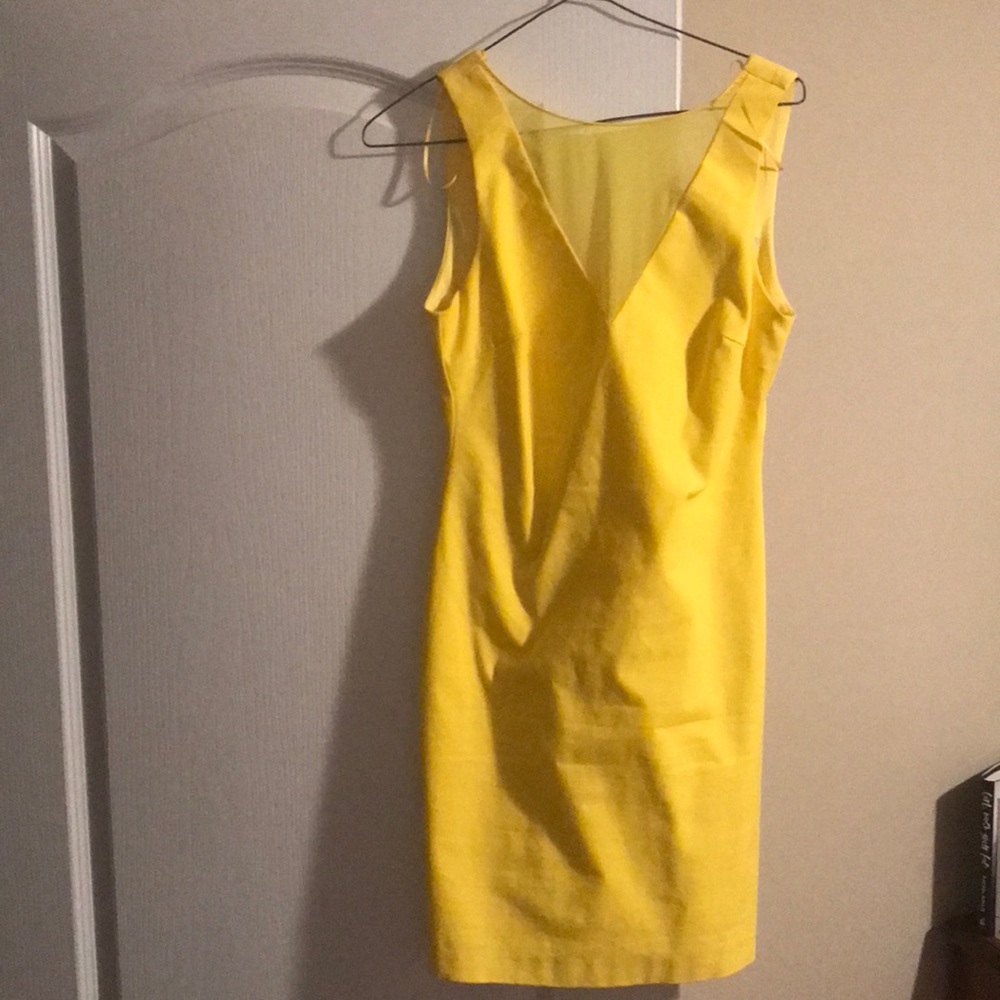 Bright yellow fitted dress. NEVER WORN
